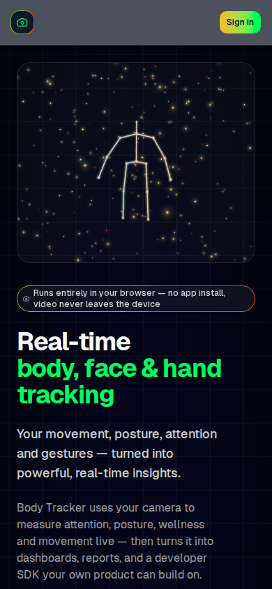Body Tracker interface on mobile