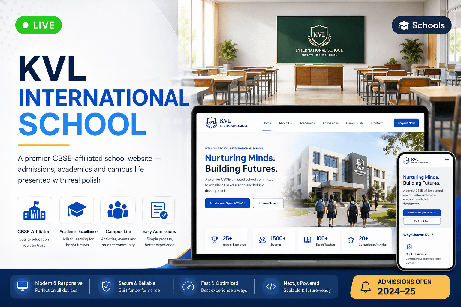 KVL International School — live project built by KVL Business Solutions