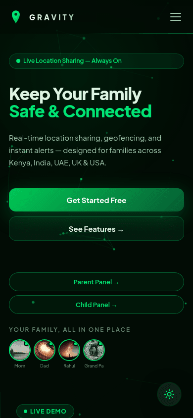 Gravity interface on mobile