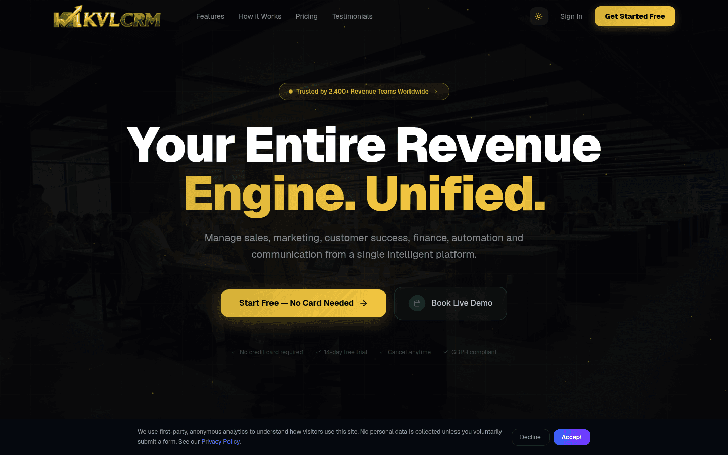 KVL CRM β live project built by KVL Business Solutions